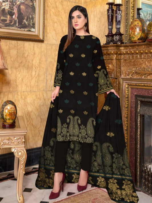 Luxurious Seque Emb With Fancy Brosha Shawl