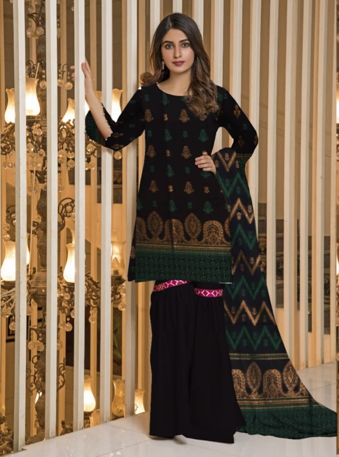 Luxurious Seque Emb With Fancy Brosha Shawl