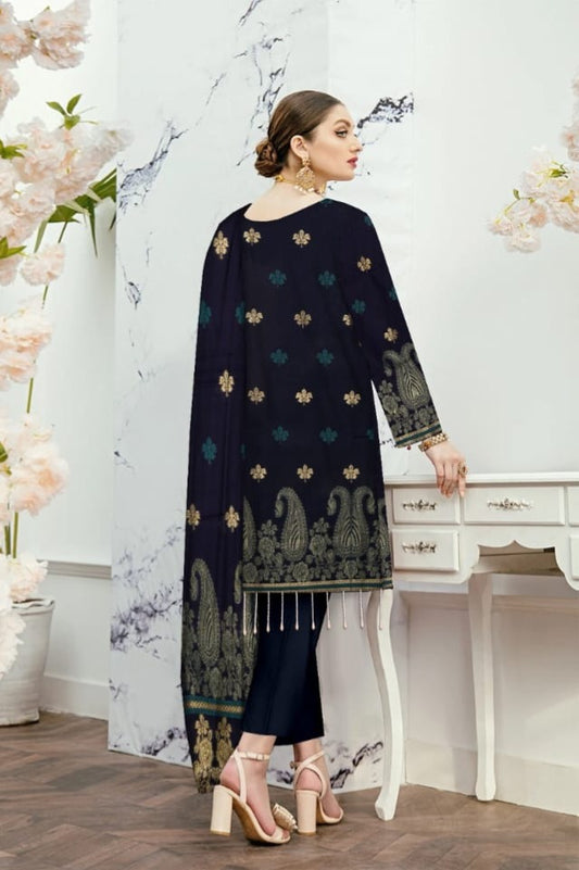 Luxurious Seque Emb With Fancy Brosha Shawl
