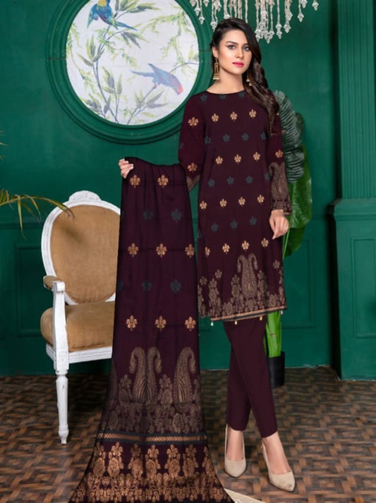 Luxurious Seque Emb With Fancy Brosha Shawl