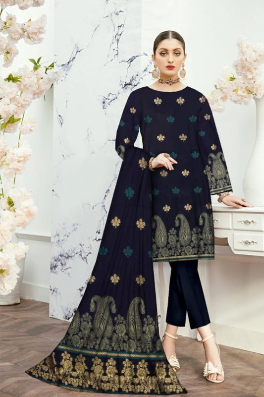 Luxurious Seque Emb With Fancy Brosha Shawl