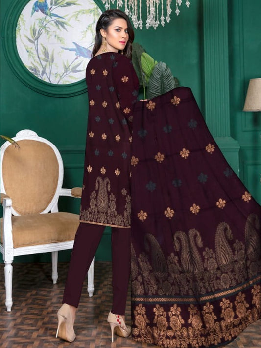Luxurious Seque Emb With Fancy Brosha Shawl